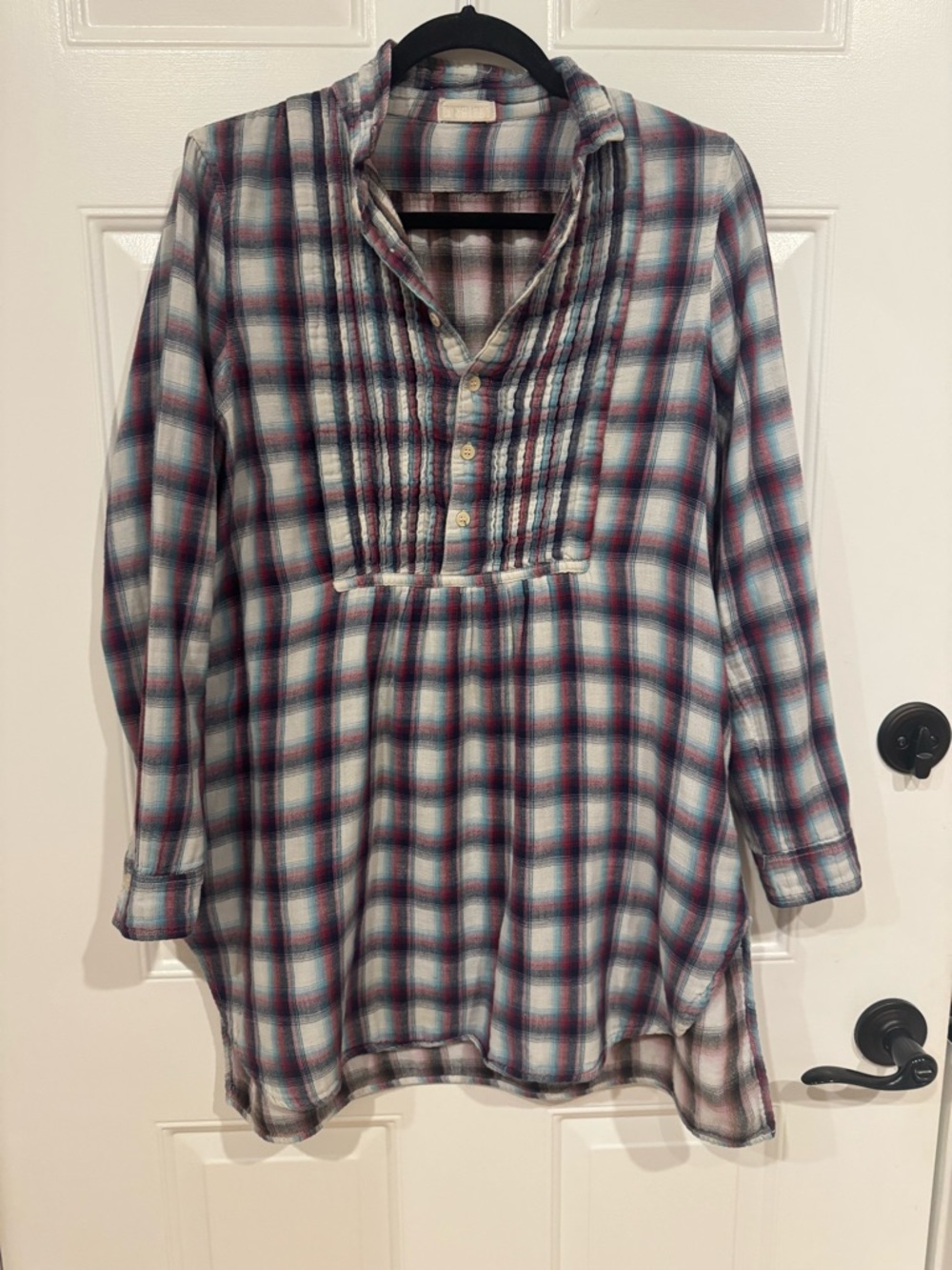 CP Shades Plaid Tunic in White, Blue and Burgundy
